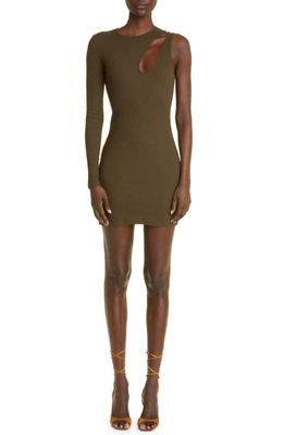 K. NGSLEY Gender Inclusive R4 Long Sleeve Knit Cutout Dress in Dark Olive