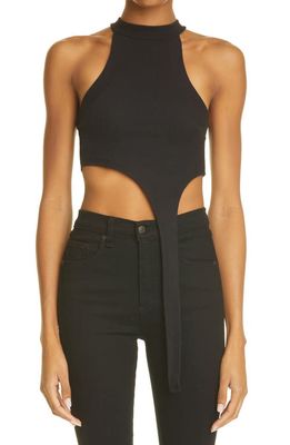 K.NGSLEY Gender Inclusive Raceher Rib Asymmetric Tank in Black 