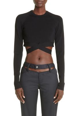 K. NGSLEY Gender Inclusive Racehim Cutout Wool Blend Pants in Black