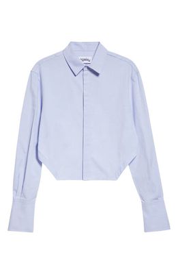 K.NGSLEY Gender Inclusive Vincent Open Back Button-Up Shirt in Light Blue 