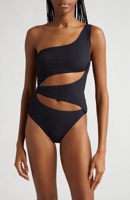 K. NGSLEY Naomi Slashed One-Piece Swimsuit in Black