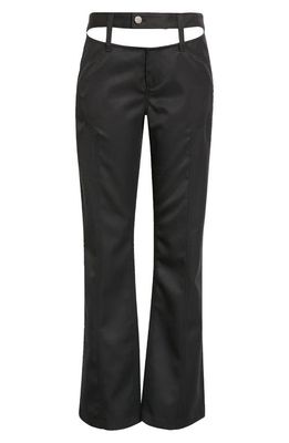 K.NGSLEY Raver Cutout Wool Blend Trousers in Black