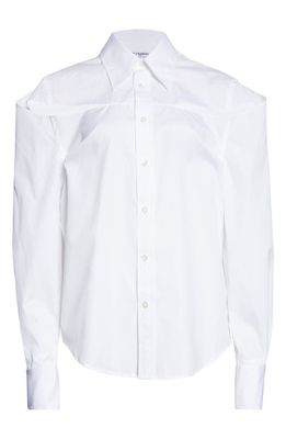K.NGSLEY Slashed Cotton Poplin Button-Up Shirt in White