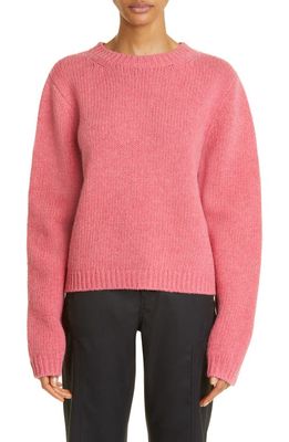 K. NGSLEY Unisex Fisherman Knit Recycled Wool Sweater in Raspberry