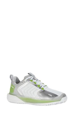 K-Swiss Ultrashot 3 Tennis Shoe in White/grey/silver/lime