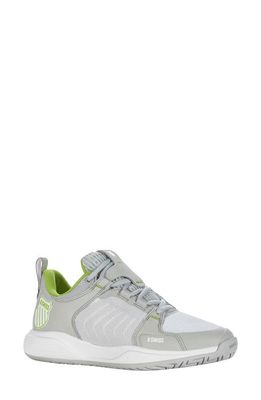 K-Swiss Ultrashot Team Tennis Shoe in Grey/White/Lime Green