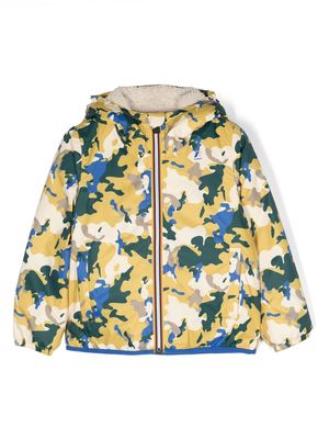K Way Kids camouflage-pattern hooded jacket - Yellow