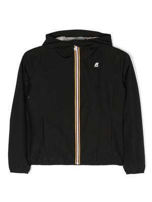 K Way Kids chest logo-patch hooded jacket - Black
