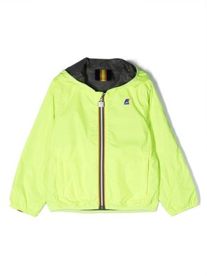 K Way Kids chest logo-patch hooded jacket - Yellow