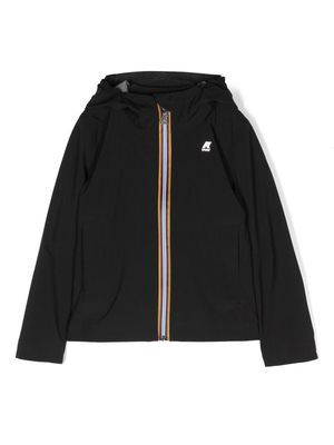 K Way Kids Giacca stripe-detail hooded jacket - Black