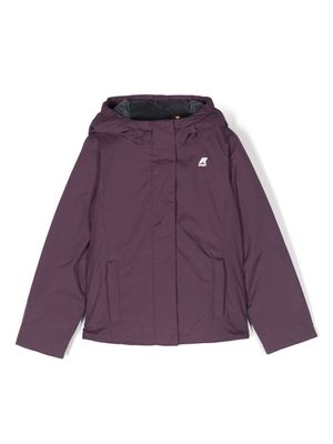 K Way Kids logo-appliqué padded hooded jacket - Purple
