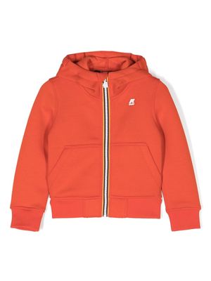 K Way Kids logo-appliqué stripe-detail hoodie - Orange
