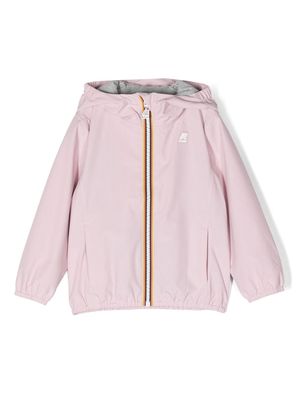 K Way Kids logo-detail zip-up hooded jacket - Pink
