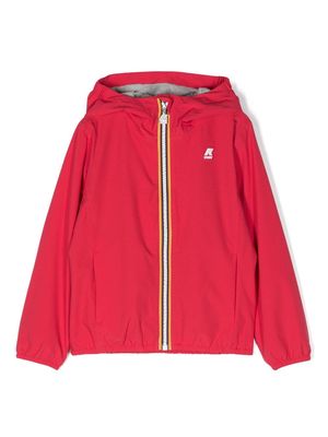 K Way Kids logo-detail zip-up hooded jacket - Red