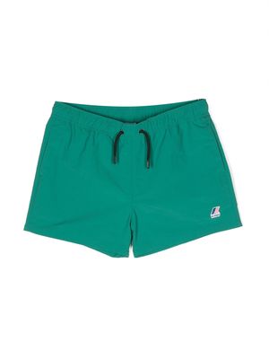 K Way Kids logo-patch swim shorts - Green