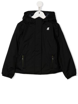 K Way Kids logo-print zip-up padded jacket - Black
