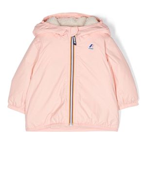 K Way Kids stripe-detail hooded jacket - Pink