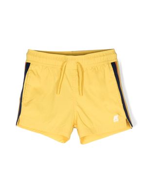 K Way Kids stripe-detailing smiw shorts - Yellow