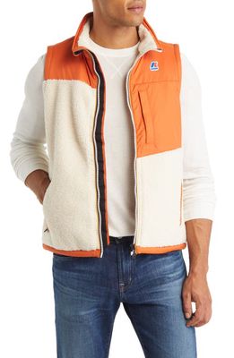 K-Way Neize Orsetto Fleece Vest in Orange Rust-Ecru