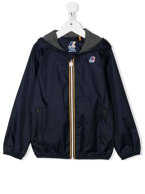 K-Way R&D logo-patch hooded zip-up jacket - Blue