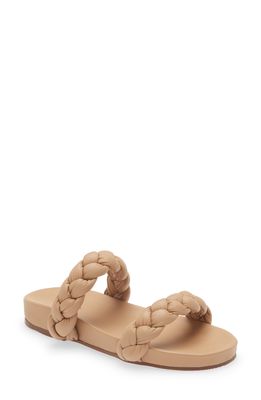 Kaanas Coco Braided Slide Sandal in Almond