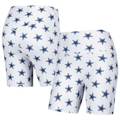 KADYLUXE Women's White Dallas Cowboys Allover Print Biker Shorts