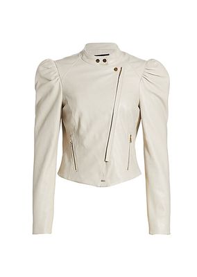Kaia Puff-Sleeve Leather Jacket