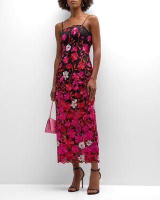 Kait Floral-Embroidered Column Maxi Dress