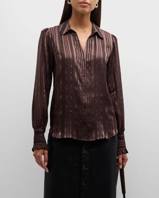 Kaitlin Printed Button-Front Silk Top
