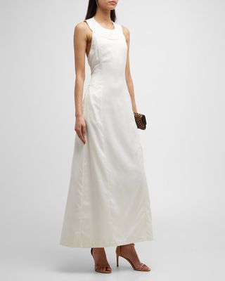 Kala Low-Cut Sleeveless Silk Maxi Dress