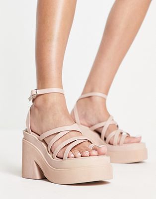 Kaltur chunky sandals in pink drench PU - PINK