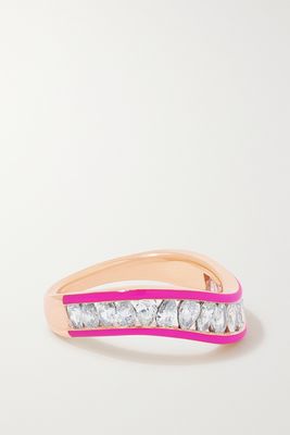 Kamyen - 18-karat Rose Gold, Enamel And Diamond Ring - Pink