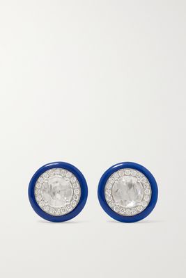 Kamyen - 18-karat White Gold, Diamond And Enamel Earrings - one size