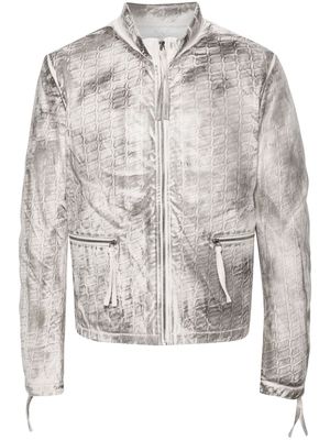KANGHYUK abstarct-print biker jacket - White