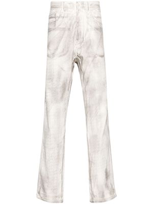 KANGHYUK abstract-print straight-leg trousers - White