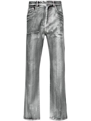 KANGHYUK coated-finish straight-leg jeans - Silver