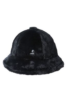 Kangol Faux Fur Casual Bucket Hat in Black