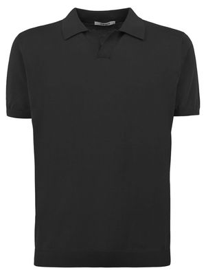 Kangra Black Silk And Cotton Shaved Polo Shirt