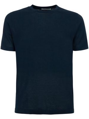 Kangra Blue Cotton Ribbed T-shirt