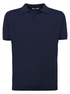 Kangra Blue Silk And Cotton Shaved Polo Shirt