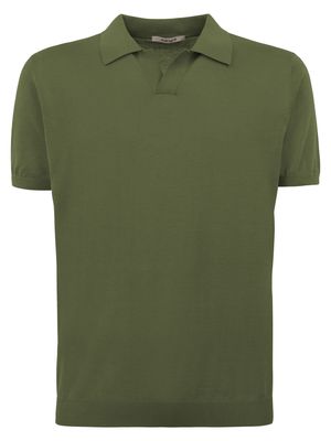 Kangra Green Silk And Cotton Shaved Polo Shirt