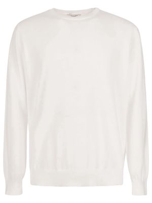 Kangra White Cotton Ribbed Sweater