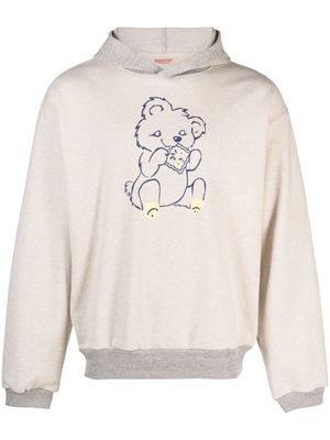 Kapital bear-print hooded cotton jumper - Neutrals