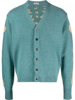 Kapital Bone intarsia-knit wool cardigan - Blue