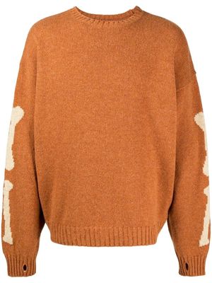 Kapital intarsia-knit crew neck jumper - Orange