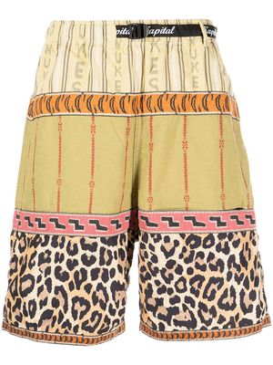 Kapital patchwork-print shorts - Yellow