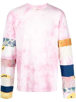 Kapital patchwork tie-dye longsleeved T-shirt - Pink