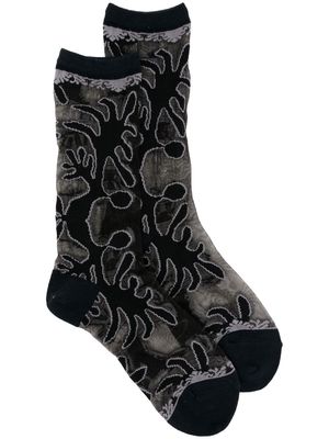 Kapital patterned-jacquard cotton socks - Black