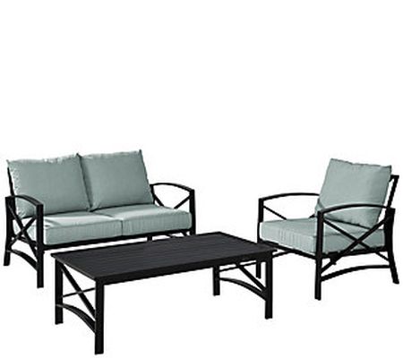 Kaplan Love Seat, Chair, and Coffee Table with Cushions