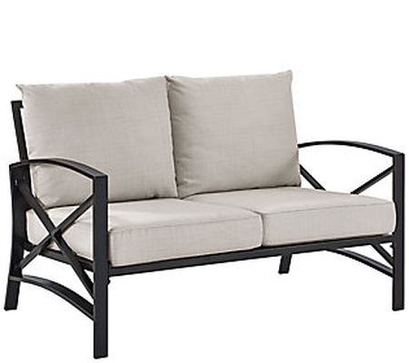 Kaplan Love Seat in Oiled Bronze with Cushions